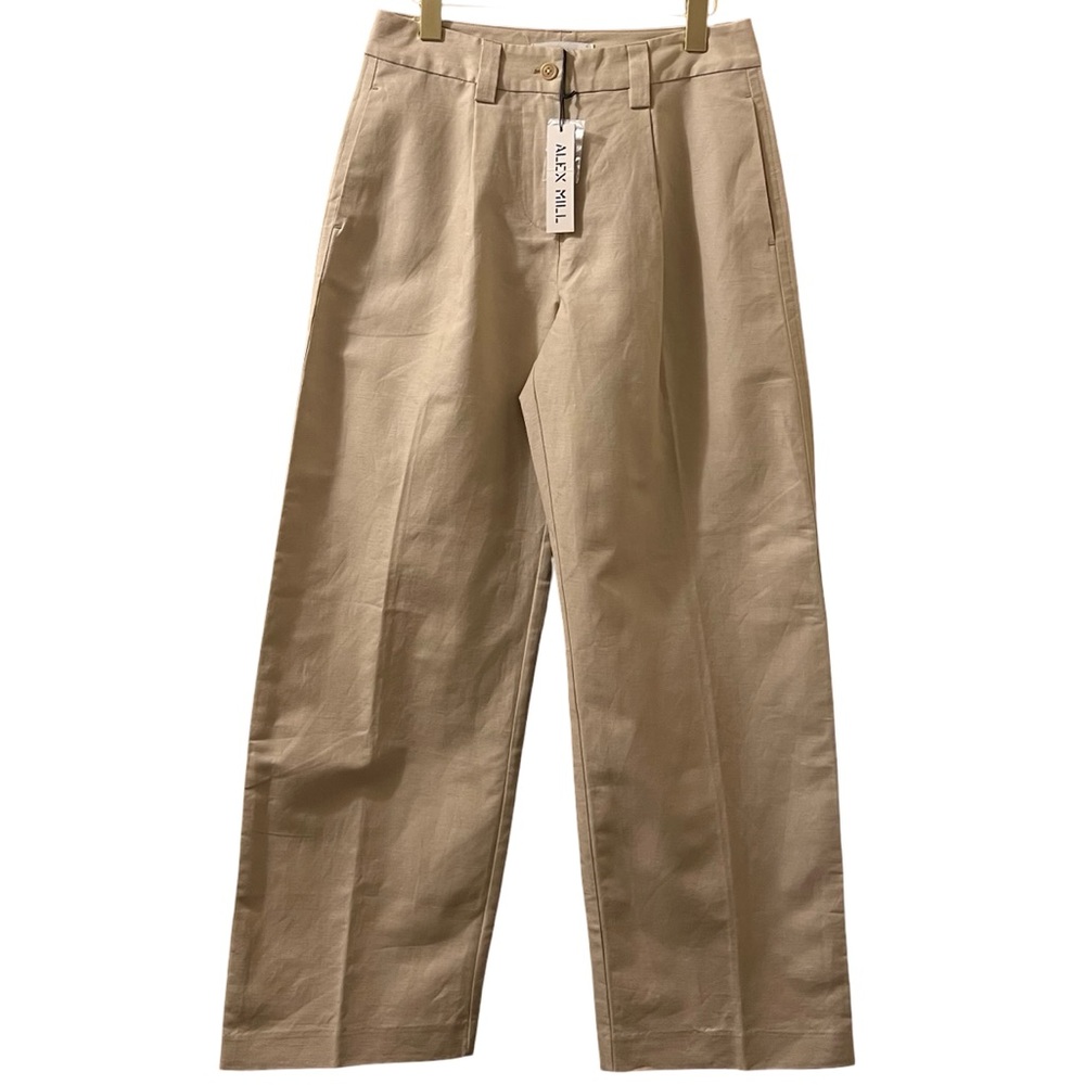 Alex Mill Pants Soho Cotton Linen Barrel Arc Wide Leg Trousers Sz 4 - Picture 2 of 14